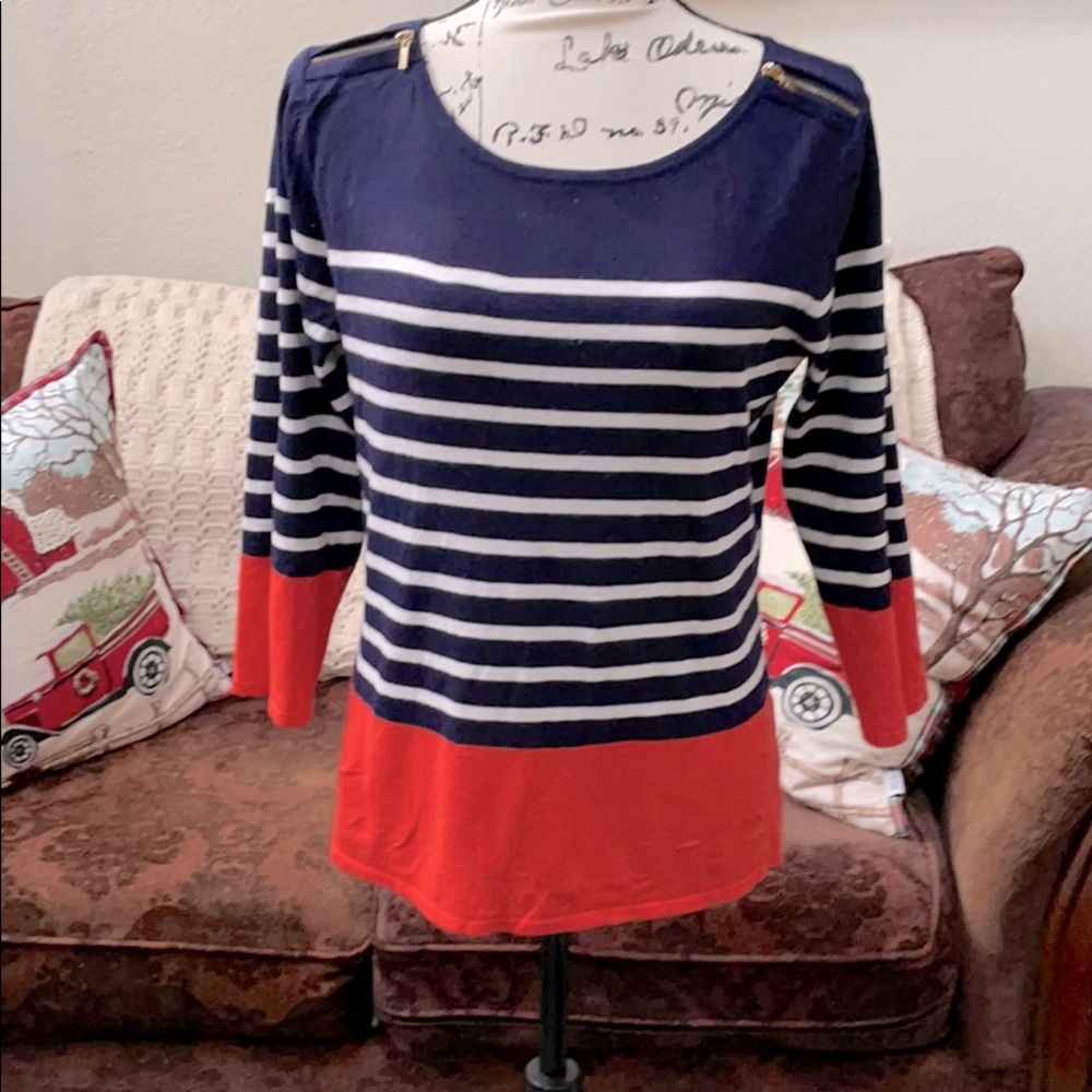 Cable & gauge Navy/Cream/Orange Sweater